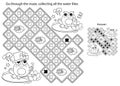 Maze or Labyrinth Game. Puzzle. Coloring Page Outline Of cartoon little frogs. Coloring book for kids