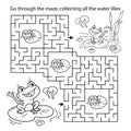 Maze or Labyrinth Game. Puzzle. Coloring Page Outline Of cartoon little frogs. Two fun friends. Coloring book for kids Royalty Free Stock Photo