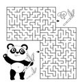 Maze or Labyrinth Game. Puzzle. Coloring Page Outline Of cartoon little panda with bamboo twigs. Coloring book for kids Royalty Free Stock Photo