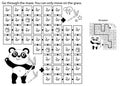 Maze or Labyrinth Game. Puzzle. Coloring Page Outline Of cartoon little panda with bamboo twigs. Coloring book for kids Royalty Free Stock Photo