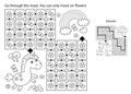 Maze or Labyrinth Game. Puzzle. Coloring Page Outline Of cartoon lovely magic unicorn. Fairy tale hero. Coloring book for kids