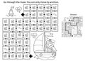 Maze or Labyrinth Game. Puzzle. Coloring Page Outline Of cartoon sail ship with sailor. Profession. Coloring book for kids.