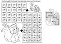 Maze or Labyrinth Game. Puzzle. Coloring Page Outline Of cartoon squirrel with nuts. Coloring book for kids