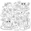 Maze or Labyrinth Game. Puzzle. Tangled road. Coloring Page Outline Of cartoon little frogs. Coloring book for kids