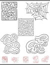 Maze leisure game graphics set with solutions