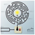 Maze Light Bulb Electric Wire Line Business Infographic