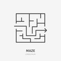 Maze line icon, labyrinth flat logo. Business solution vector illustration. Exit sign, strategy concept