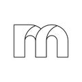 Black and white filled letter m logo web icon on isolated white background
