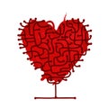 Maze of love, heart shape tree for your design Royalty Free Stock Photo