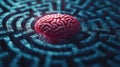a maze path that guides to a brain symbol, a banner representing psychology for navigating the complexities of the mind Royalty Free Stock Photo