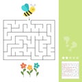 Maze puzzle for children. Help bee find flower. Kids activity sheet. Royalty Free Stock Photo