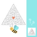 Maze puzzle for children. Help bee find flower. Kids activity sheet. Royalty Free Stock Photo