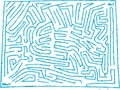 Maze puzzle design 20, Iris blue Rough and glossy style, hand drawn