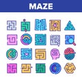 Maze Puzzle Different Collection Icons Set Vector Royalty Free Stock Photo
