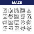 Maze Puzzle Different Collection Icons Set Vector