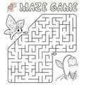 Maze puzzle game for children. Outline maze or labyrinth game with butterfly and flower Royalty Free Stock Photo