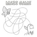 Maze puzzle game for children. Outline maze or labyrinth. Find path game with butterfly and flower Royalty Free Stock Photo