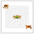 A maze puzzle game for kids. Help me get through the maze. Jaguar, tiger, zoo Royalty Free Stock Photo