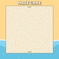 Maze puzzle game with summer beach concept background.