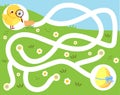 Maze puzzle. Help Chicken find eggs. Easter egg hunt Activity for and kids. educational children game Royalty Free Stock Photo