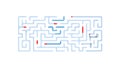 Maze Puzzle with Red Path Solution Vector, vector design Generative AI Royalty Free Stock Photo