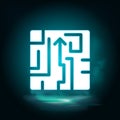 Maze, puzzle, strategy vector icon. Lighting blue smoke neon icon. Maze, puzzle, strategy vector icon