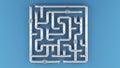 Oil pipes on a blue background. A maze and a QR code form made of steel pipes. 3d illustration. Royalty Free Stock Photo