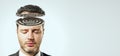 Maze of reason and psychology concept with man head with labyrinth on light background Royalty Free Stock Photo