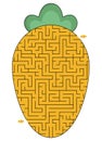 Maze shaped as carrot for kids. Preschool printable activity