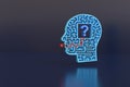 Maze-shaped head with a question mark inside. 3d illustration Royalty Free Stock Photo