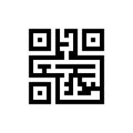 Maze shaped qr code icon isolated on background.