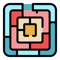 Maze solution icon color outline vector