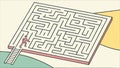 Maze Solution Journey: Person Finding Path Through Complexity, vector design Generative AI Royalty Free Stock Photo