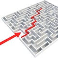 Maze solution with red path and arrow Royalty Free Stock Photo