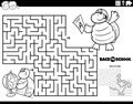 Maze with turtle studying for a geography test coloring page