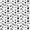 Mazel tov seamless pattern, Jewish holiday hand drawn items, vector illustration