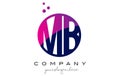 MB M B Circle Letter Logo Design with Purple Dots Bubbles