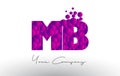 MB M B Dots Letter Logo with Purple Bubbles Texture.