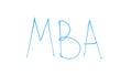 MBA abbreviation written on glass, master of business administration, degree