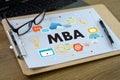 MBA Laptop on table Business Administration program MBA Royalty Free Stock Photo