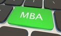 MBA Master Business Administration Online Degree Computer Key 3d Illustration