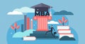 MBA vector illustration. Tiny Master Business Administration person concept