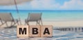 MBA on wood cubes. Master of Business Administration concept. Education overseas