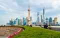 Mbankment and beautiful Shanghai Pudong skyline, Shanghai, China. Royalty Free Stock Photo