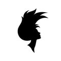 silhouette of woman head profile with stylized hair shape. Royalty Free Stock Photo