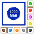 1000 mbit guarantee sticker flat framed icons Royalty Free Stock Photo