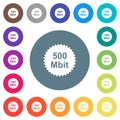 500 mbit guarantee sticker flat white icons on round color backgrounds Royalty Free Stock Photo