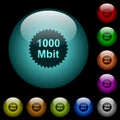 1000 mbit guarantee sticker icons in color illuminated glass buttons Royalty Free Stock Photo