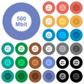 500 mbit guarantee sticker round flat multi colored icons Royalty Free Stock Photo