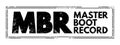 MBR Master Boot Record - information in the first sector of any hard disk that identifies how and where an operating system,